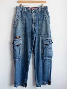Vintage Y2K Mudd Wide Leg Cargo Jeans Women’s 32/30 Baggy Utility Denim